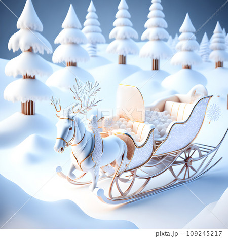 Sleigh ride Christmas soft white color wallpaper 109245217