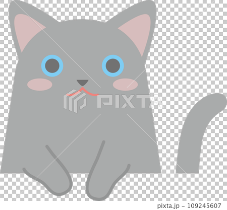 Russian Blue_Cat Illustration_Russian Blue with arms hanging out 109245607