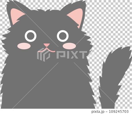 長毛黒猫_猫のイラスト_ニャンコ_黒猫長毛種 長毛黒猫_猫のイラスト_ニャンコ_黒猫長毛種 109245703
