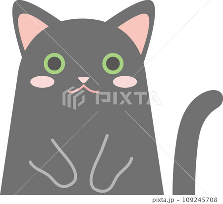 黒猫_猫のイラスト_ニャンコ_お手々をお腹に当てた黒猫 黒猫_猫のイラスト_ニャンコ_お手々をお腹に当てた黒猫 109245708