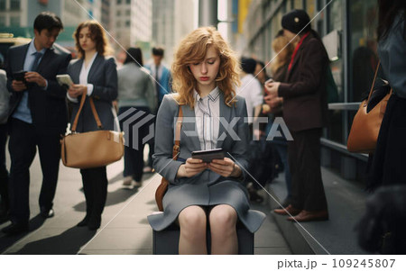 A tired woman rides public transportation and sleeps. A tired woman rides public transportation and sleeps. 109245807