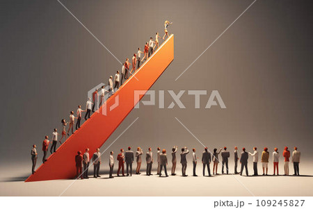 A group of people stand in a row, another group of ladies climbs up A group of people stand in a row, another group of ladies climbs up 109245827