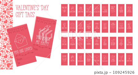 Valentines Day printable gift tags template in doodle style 109245926