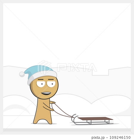 Boy with sleigh during Christmas holidays Boy with sleigh during Christmas holidays 109246150