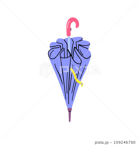 Cartoon Color Walking Stick Umbrella Icon Closed View Season Rain Protection Concept Flat Design Style. Vector illustration 109246780