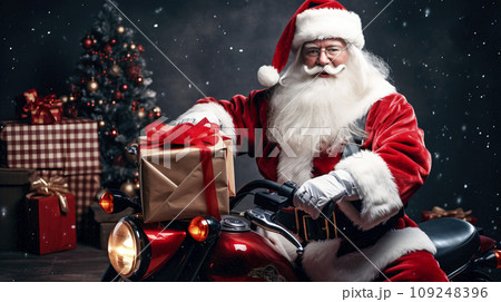 Santa rocker on bikeのイラスト素材 [109248396] - PIXTA