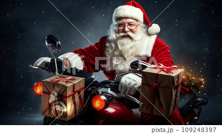 Santa rocker on bike Santa rocker on bike 109248397