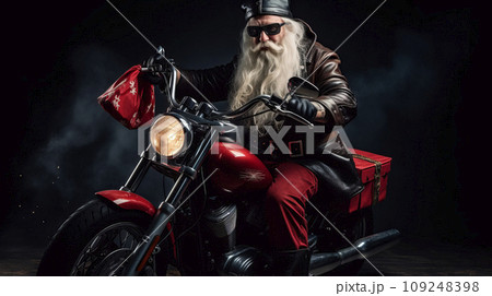 Santa rocker on bikeのイラスト素材 [109248398] - PIXTA