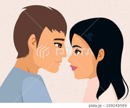 Portrait Of Romantic Man And Woman Illustration Portrait Of Romantic Man And Woman Illustration 109248569