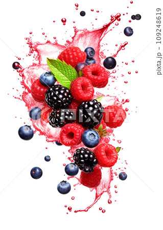 Falling fresh ripe wild berries 109248619