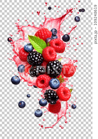 Falling fresh ripe wild berries 109248619