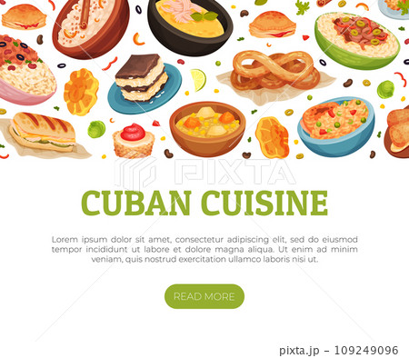 Cuban Food Banner Design with Tasty Served Dish Vector Template Cuban Food Banner Design with Tasty Served Dish Vector Template 109249096