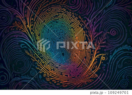 Vibrant Fingerprint with Swirls and Loops 109249701