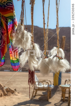 A dream catcher against the backdrop of the desert and mountains in Egypt 109250046