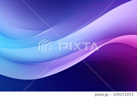 Abstract background of dynamic wave patterns in shades of blue and purple with a smooth gradient. Copy space for text. For greeting card, web design elements or creative marketing materials. 109251053