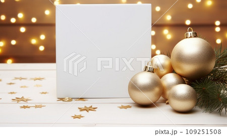 white and gold christmas holiday card, white and gold christmas holiday card, 109251508