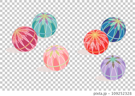 カラフルな転がった手毬のイラスト 109252328