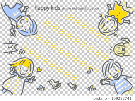 微笑的孩子的框架-簡單可愛的線條畫插圖 微笑的孩子的框架-簡單可愛的線條畫插圖 109252741