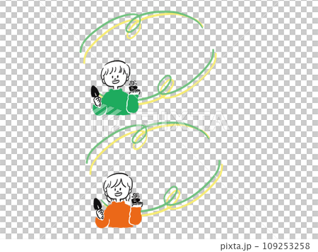 Frame illustration set of men and women enjoying gardening 109253258