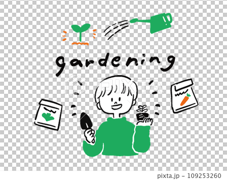 ガーデニングを楽しむ男性　gardening の見出しイラスト 109253260