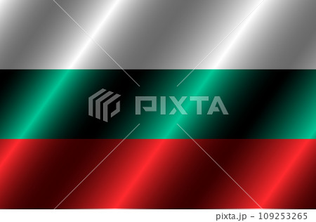 Flag of Bulgaria with folds. Bright background with flag of Bulgaria . Happy Bulgaria day background. Bright button with flag. 109253265