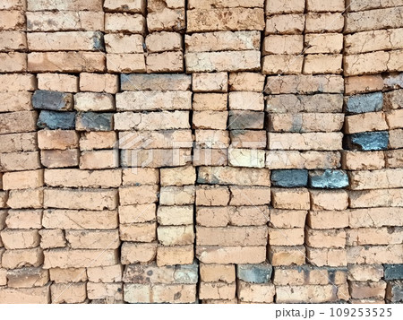 A stack of red brick texture background A stack of red brick texture background 109253525