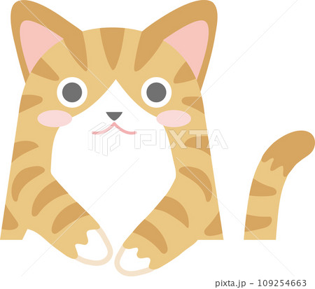 トラネコ_ニャンコ_茶白猫_お手々をはみ出して垂らした茶白猫_猫のイラスト トラネコ_ニャンコ_茶白猫_お手々をはみ出して垂らした茶白猫_猫のイラスト 109254663