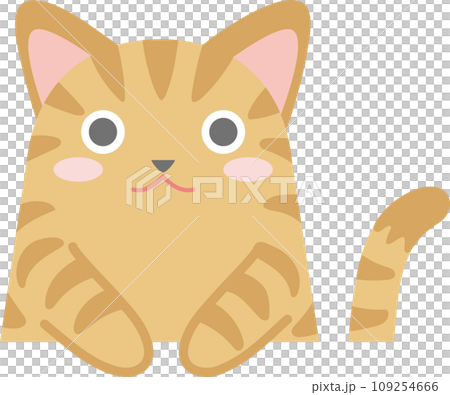 トラネコ_ニャンコ_茶トラ猫_お手々をはみ出して垂らした茶トラ猫_猫のイラスト トラネコ_ニャンコ_茶トラ猫_お手々をはみ出して垂らした茶トラ猫_猫のイラスト 109254666