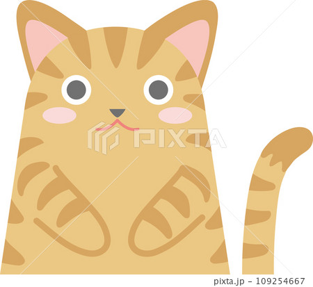 トラネコ_ニャンコ_茶トラ猫_お手々をお腹に当てた茶トラ猫_猫のイラスト トラネコ_ニャンコ_茶トラ猫_お手々をお腹に当てた茶トラ猫_猫のイラスト 109254667