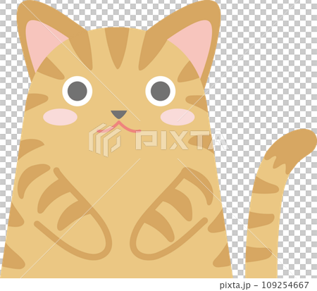 トラネコ_ニャンコ_茶トラ猫_お手々をお腹に当てた茶トラ猫_猫のイラスト トラネコ_ニャンコ_茶トラ猫_お手々をお腹に当てた茶トラ猫_猫のイラスト 109254667