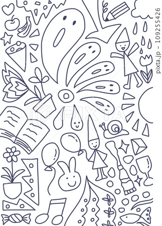 こどもの好きなもの詰め込み塗り絵 109255426