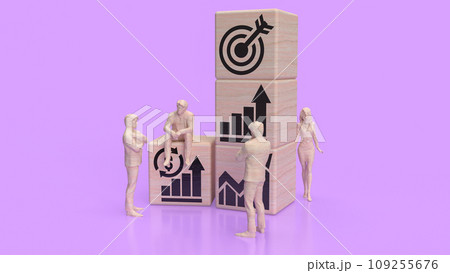 The man figure and wood cube for Business concept 3d rendering. 109255676