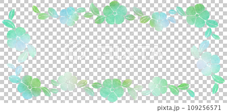 green flowers and leaves frame 109256571