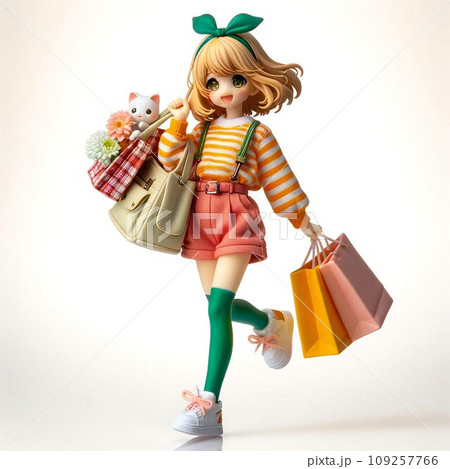 ショッピングバッグを提げる女の子-Generative AI 109257766