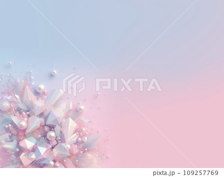 ピンクとブルーのグラデーションと真珠や宝石の背景素材 109257769