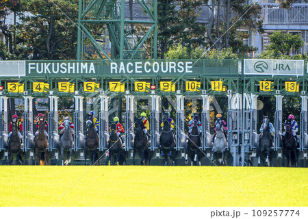 競馬場の風景　スタートダッシュ　福島県福島市 109257774