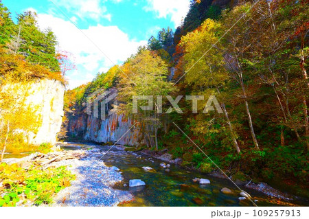 燃える秋、錦秋の北海道、十月、層雲峡の紅葉、黒岳ロープウェイ、ロープウェーで登る黒岳、赤黄色の紅葉 燃える秋、錦秋の北海道、十月、層雲峡の紅葉、黒岳ロープウェイ、ロープウェーで登る黒岳、赤黄色の紅葉 109257913