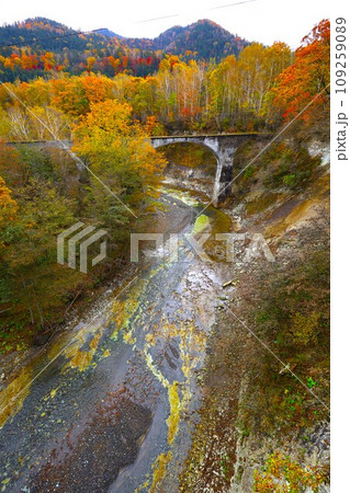 十月、紅葉の北海道、国道二七三号線、上士幌町の士幌線跡、糠平湖と鹿追町の湖底線路を訪ねる秋の旅、秋旅 十月、紅葉の北海道、国道二七三号線、上士幌町の士幌線跡、糠平湖と鹿追町の湖底線路を訪ねる秋の旅、秋旅 109259089