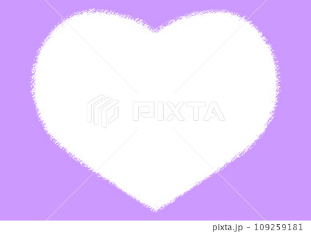 ハートフォトフレーム クレヨンタッチイラスト【A4・横】 109259181