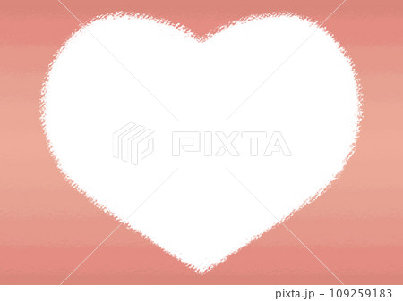 ハートフォトフレーム クレヨンタッチイラスト【A4・横】 109259183