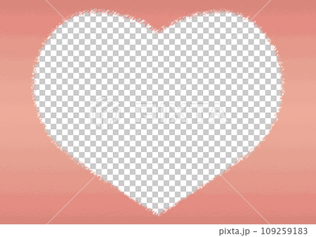 ハートフォトフレーム クレヨンタッチイラスト【A4・横】 109259183