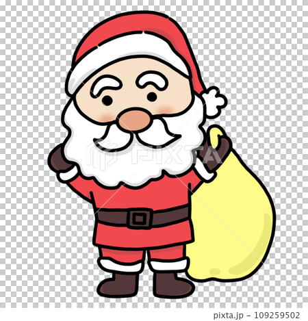 Santa holding a yellow gift bag hand drawn illustration Santa holding a yellow gift bag hand drawn illustration 109259502