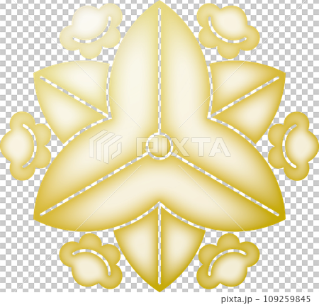 家紋　変り向う花沢瀉【金色】 109259845