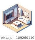 シンプルなリビングのアイソメトリックイラスト 109260110