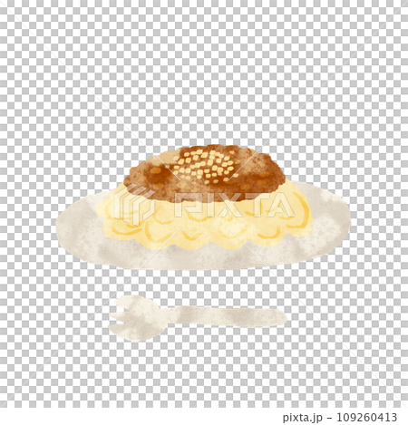 水彩手繪肉醬義大利麵插圖與紋理 109260413