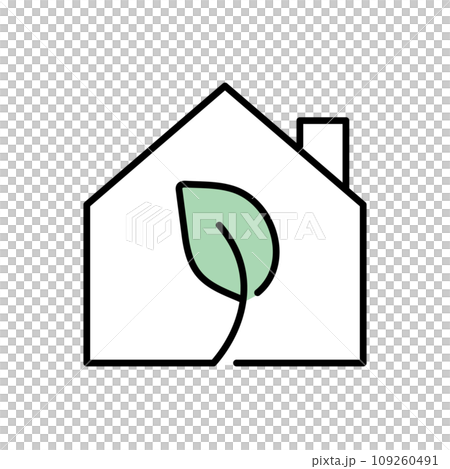 家と葉っぱ　エコロジー関連のイラスト 109260491