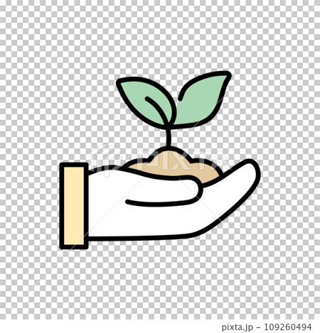 手と葉っぱ　エコロジー関連のイラスト 109260494