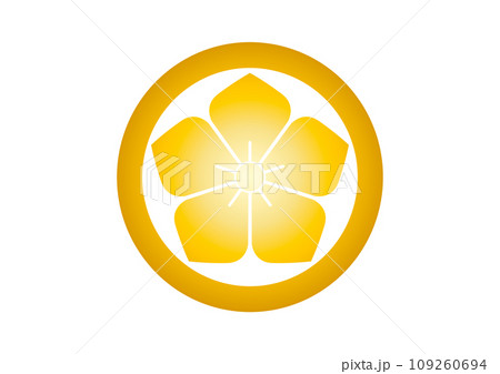 丸に桔梗ゴールド 109260694