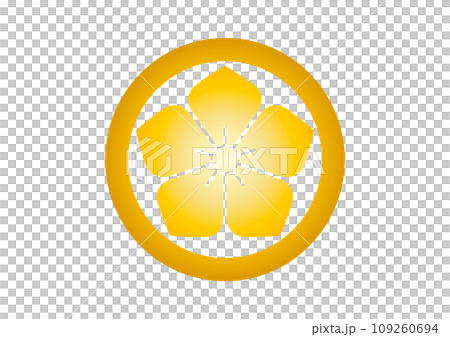 丸に桔梗ゴールド 109260694