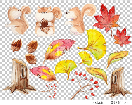 ◇黄金色の秋◇手描きイラスト 手書きイラスト無料｜手書き 様々な葉っぱ 秋 赤色2 | イラスト